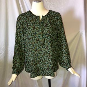 Talbots peacock feather print blouse